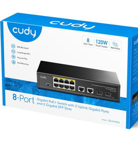 Cudy Switch PoE Gigabit 8PoE + 2GbE + 2SFP Uplink 120W GS1010PS2